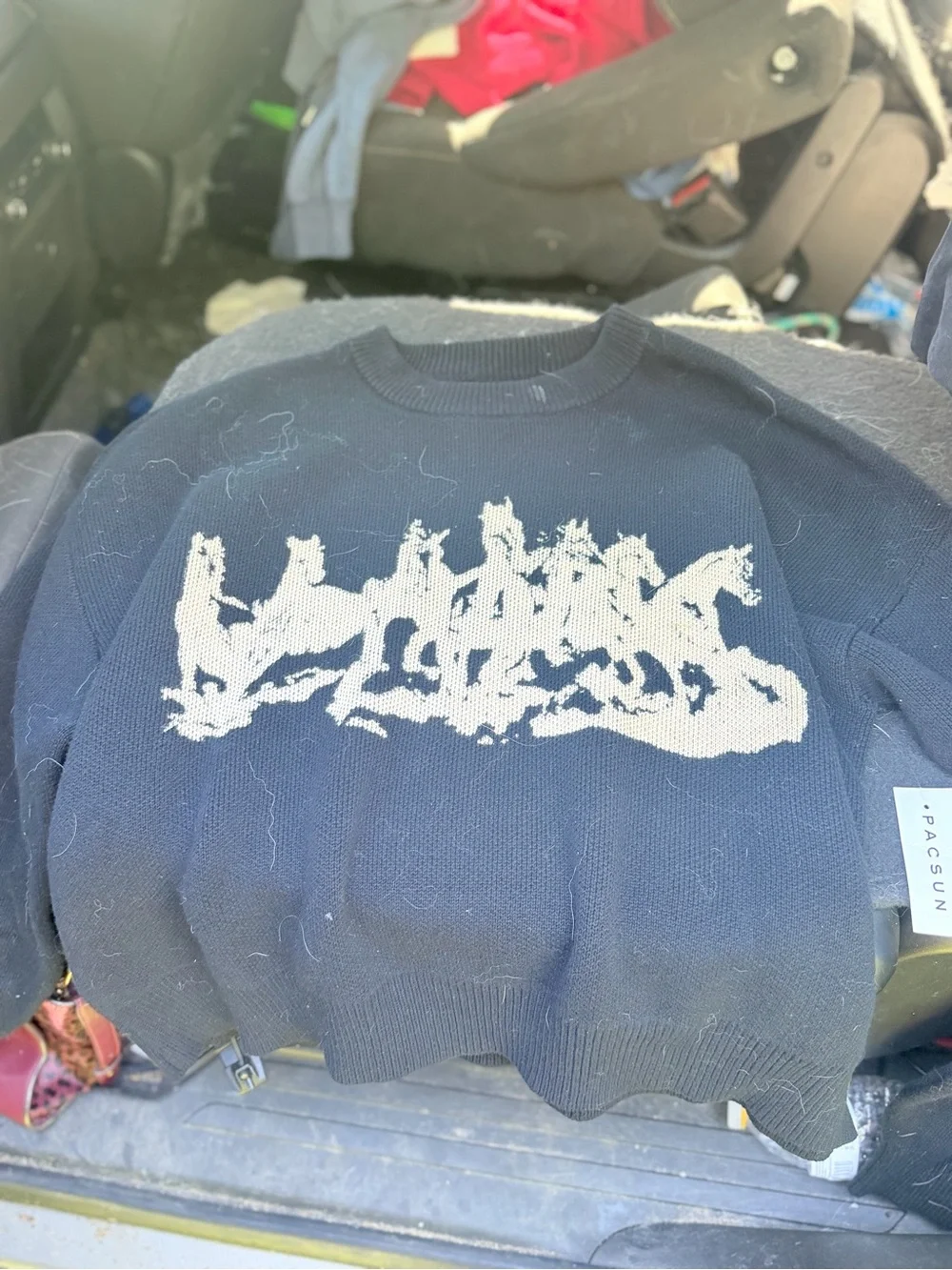 PacSun Black Crewneck Sweater with White Graphic